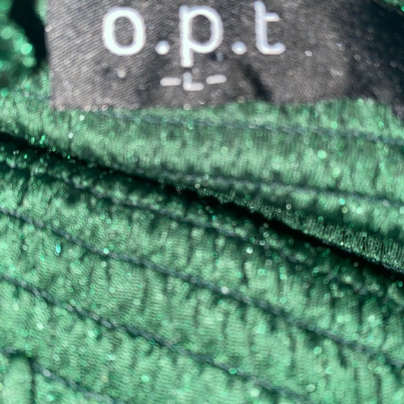 OPT Green Velvet Smocked Tiered Goth Vamp Elegant Dark Academia Midi Dress L - Picture 12 of 12